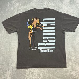 Jackson Hole Diamond Cross Ranch T-Shirt Men’s Large Brown Horse Western Graphic